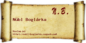 Nübl Boglárka névjegykártya